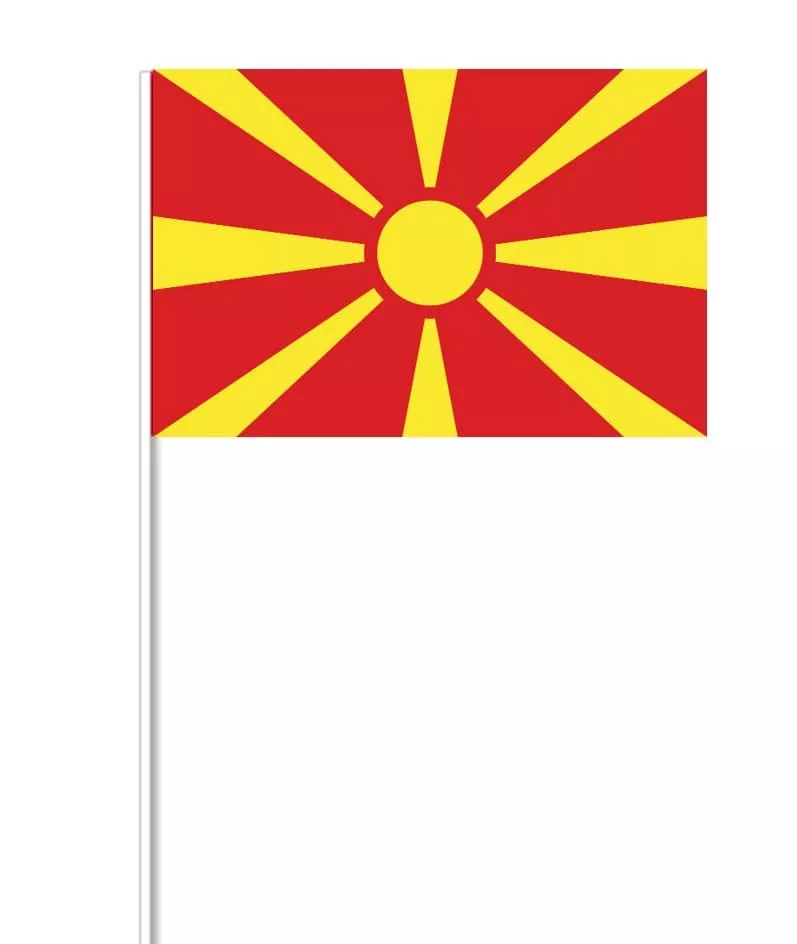 Makedonsk pappersflagga på pinne, 27 x 20 cm